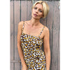 yellow leopard print ruched dress